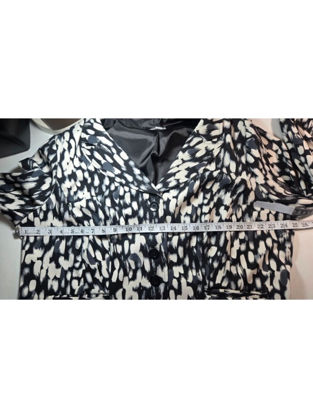 Blazer Black White Abstract Print 22W Fashion Bug Career Wear Pockets Collar - Picture 16 of 16